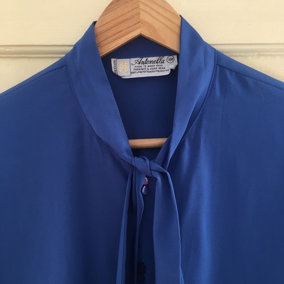 Vintage necktie blouse, sz med - Picture 3 of 10